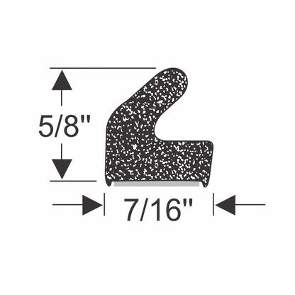 5/8" Small “V” Profile Sponge Extrusion with Peel-N-Stick - per ft