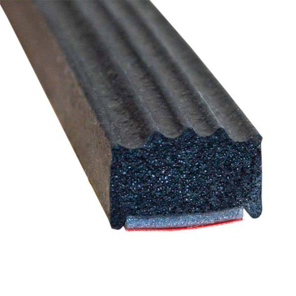 5/16" x 1/2" Ribbed Sponge Rubber with Peel-N-Stick - per ft