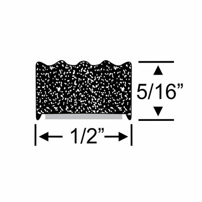 5/16" x 1/2" Ribbed Sponge Rubber with Peel-N-Stick - per ft