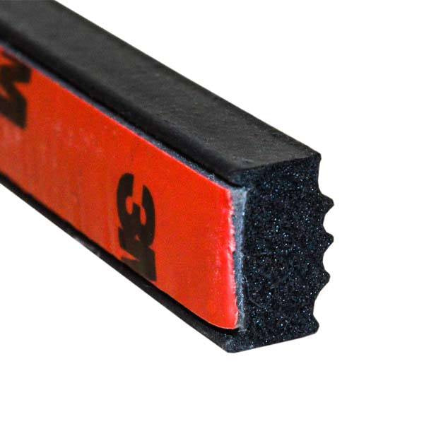 5/16" x 1/2" Ribbed Sponge Rubber with Peel-N-Stick - per ft