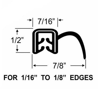 1/2" Thin Side Lip Push-On Weatherstrip