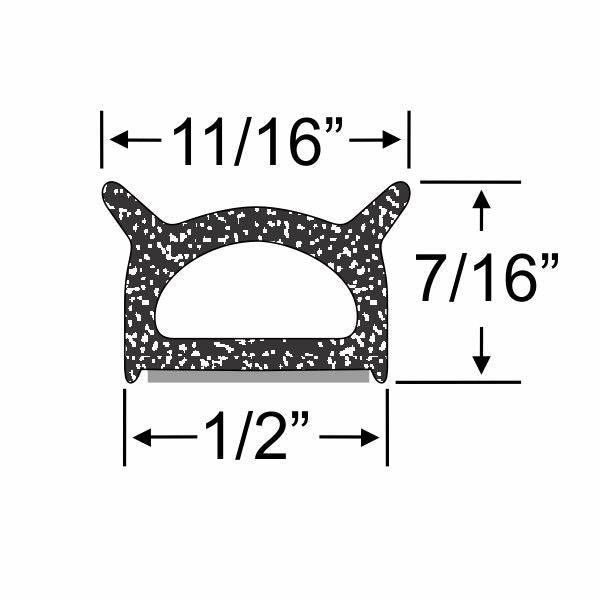 7/16" Small Hollow Half Round with Tabs - per ft