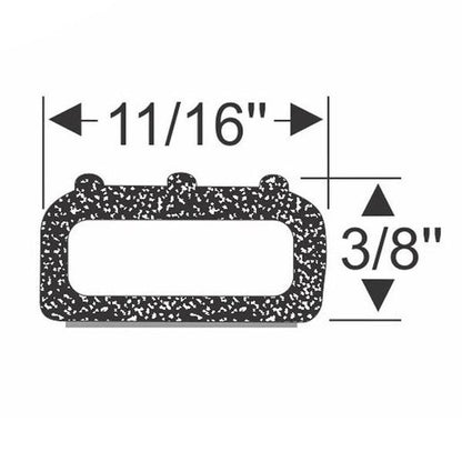 3/8" Ribbed Hollow Wide Rectangular with Peel-N-Stick - per ft