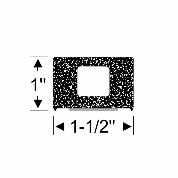 1" x 1-1/2" Rectangular Hollow Square Edge with Peel-N-Stick - per ft