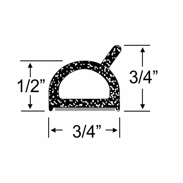 3/4" Hollow Half Round with Single Tab - per ft