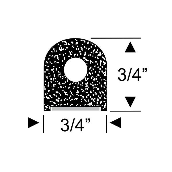 3/4" Hollow Half Round with Peel-N-Stick - per ft