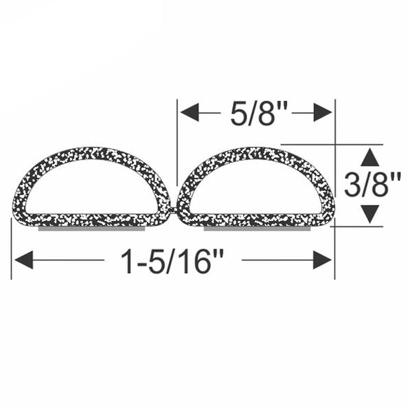 3/8" Double Hollow Half Round with Peel-N-Stick - per ft