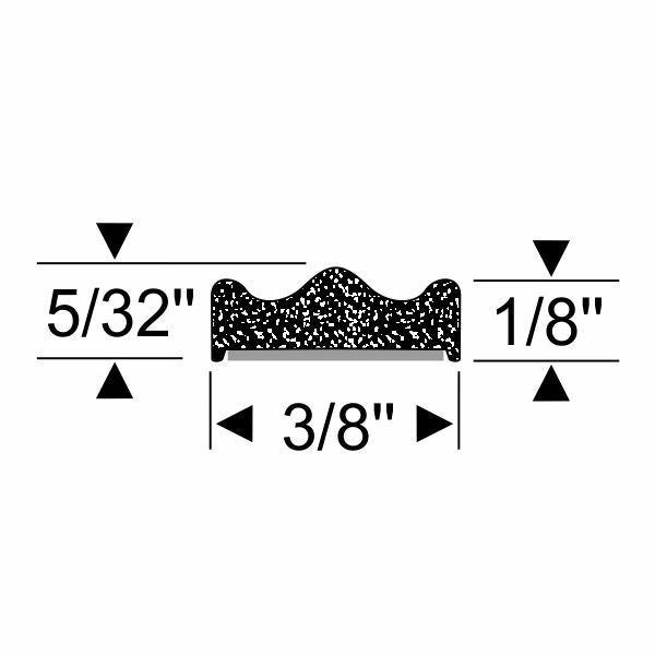 5/32" x 3/8" Ribbed Sponge Rubber with Peel-N-Stick - per ft.